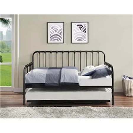 Dark Bronze Metal Daybed with Lift-Up Trundle